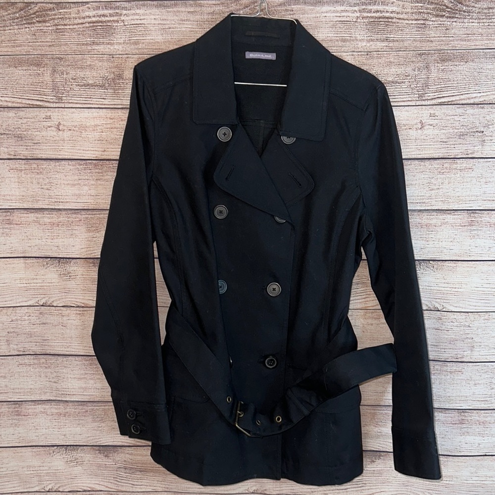 BurryLane Black Double Breasted Trench Coat with Belt, Size M, Like New